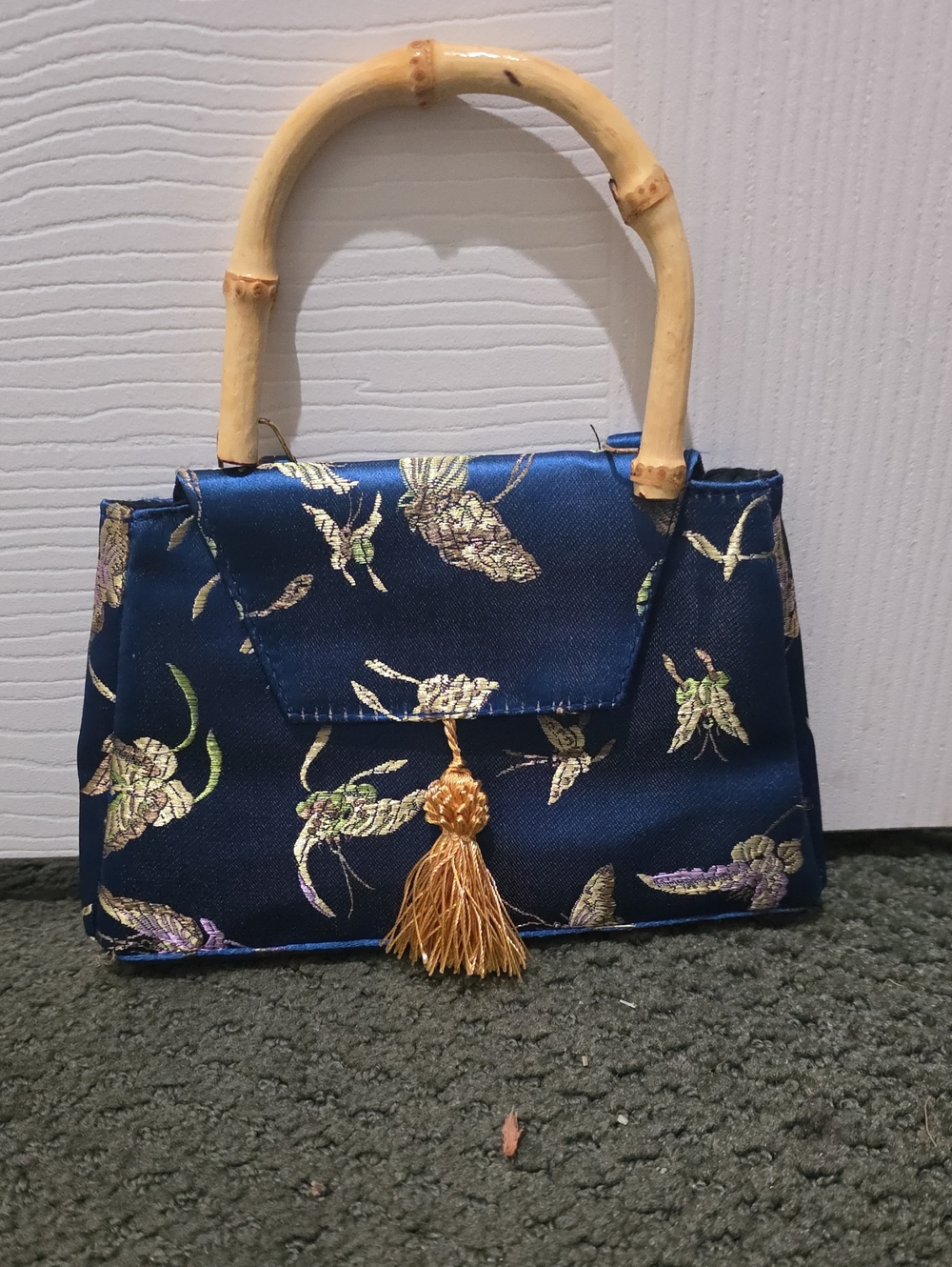 Oriental-Style Blue Butterfly Clutch Purse